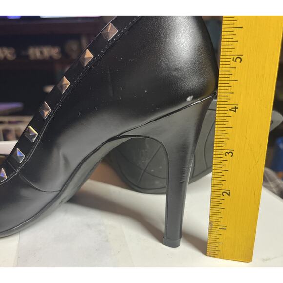 Stiletto Studded 4" Heels 9 Pointed Toe Black Rockstud Christian Siriano Habit - Picture 3 of 13